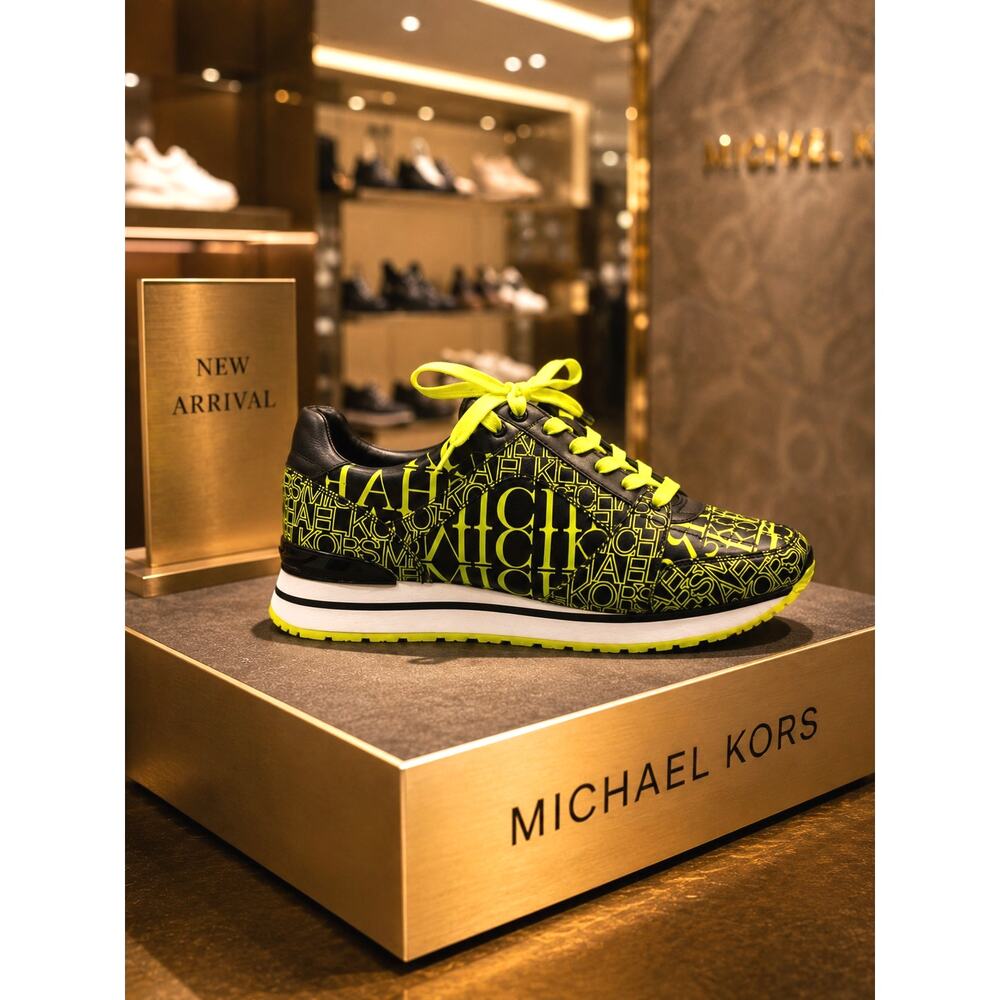 Michael Kors Neon Yellow and Black Trainers - size 9M